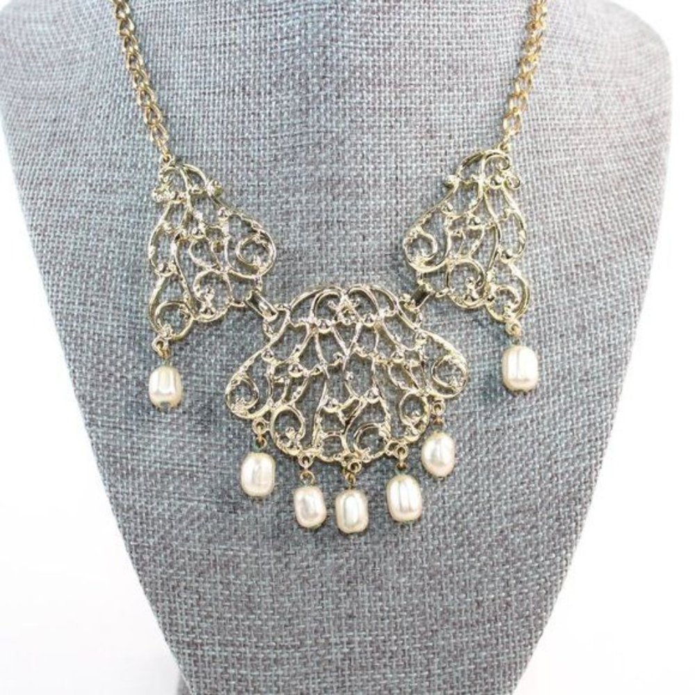 VTG Sarah Conventry Gold Metal Princess Length Oval Link Chain Bib Necklace - Picture 2 of 6